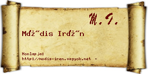 Módis Irén névjegykártya